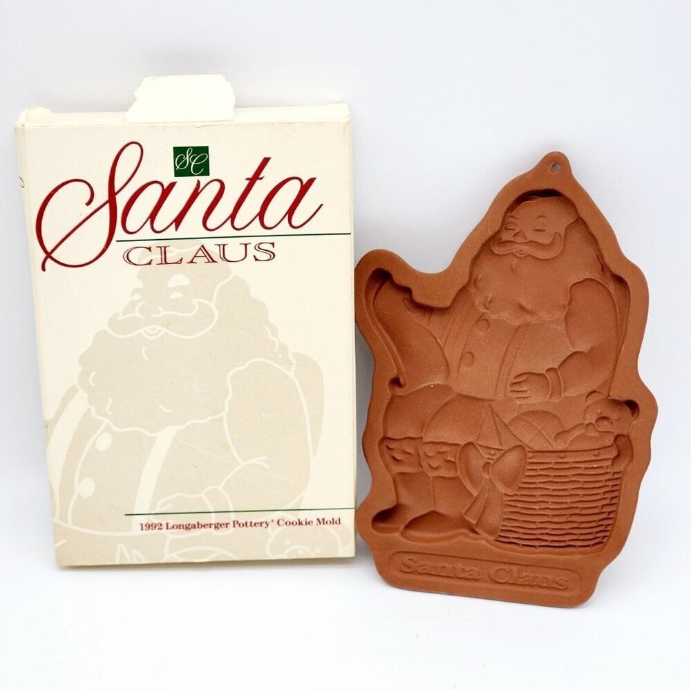 Longaberger Pottery Cookie Mold Santa Claus Christmas 1992 Baking Candy Recipes